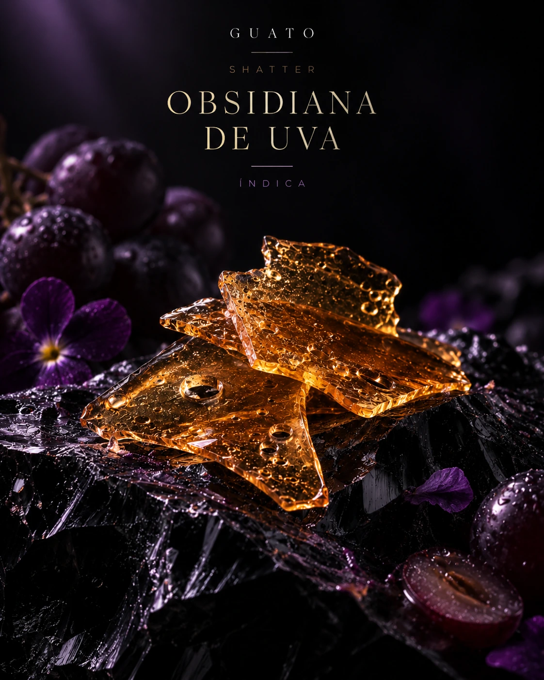 Obsidiana de Uva — detalle del extracto Shatter